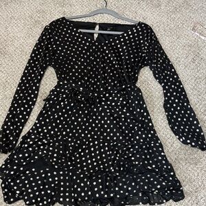 City Studio Black Dress with Long Sleeves With Removable Waist Tie